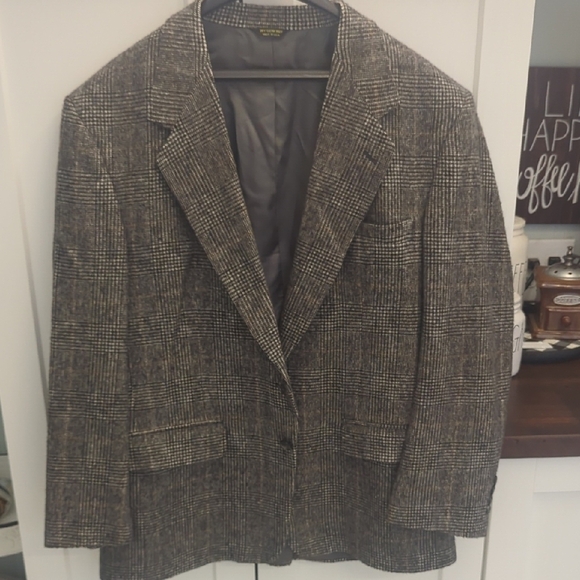 Bill Blass Men's Brown & Black Tweed Sport Coat 48R - Classic Design - Picture 1 of 10